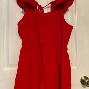 Red spaghetti strap romper